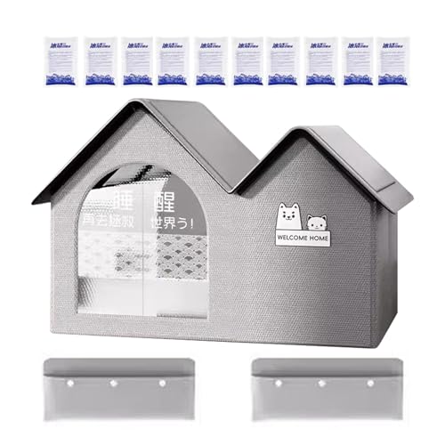 Caseta para gatos – Caseta impermeable para mascotas para uso interior y exterior | Cama portátil para gatos con ventilación y protección solar, cámara frigorífica ideal para cachorros