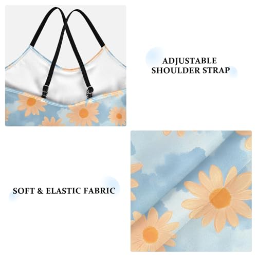 senya Girls Swimsuits One-Piece Swimwear Tie Bathing Suit Beach Summer Round Neck 7-8T Orange Daisy Pattern3