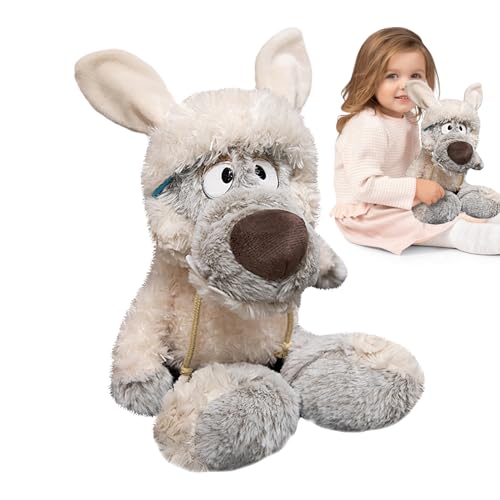 Wlikmjg Peluche de lobo en piel de oveja, 30 cm, muñeco coleccionable suave como decoración para sala de estar sofá y dormitorio
