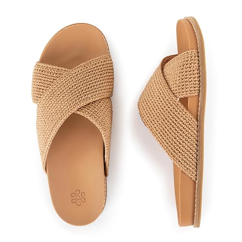 Image of The Sak Penelope Slide Sandal - Women's Flat Fashion Slides with Soft Cushion Sole -Hand Crochet Slip On Sandals For Everyday