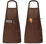 Viedouce 2 Packs Aprons Cooking Kitchen Waterproof,Adjustable Chef Apron with 2 Pockets for...
