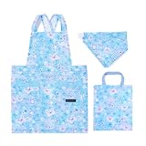 COLORFUL CANDY STYLE バッククロス子どもエプロン(100～120cm) ※ポケットティッシュポーチ付き 撥水ノーアイロン 手提げバッグ付き ムーンライトバタフライ 速乾 軽量 汚れにくい シワ防止 三角巾 セット 女の子 NL101350-NVL2602