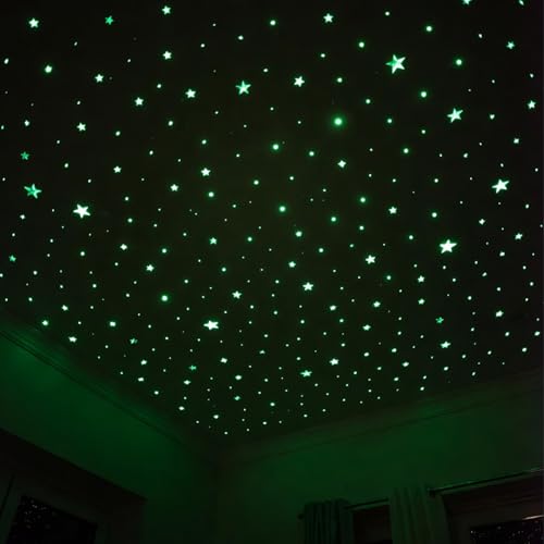 1124 Piezas Estrellas Fosforescentes Adhesivas para Pared y Techo miniatura 1