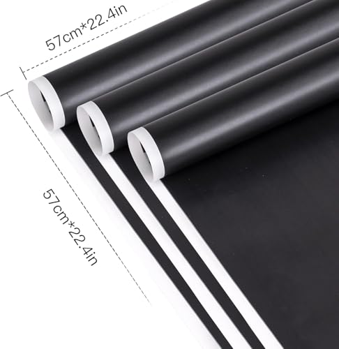 Image of Zarwani - 10 Sheets Korean Style Waterproof Black Bouquet Wrapping Paper (58cm x 58cm, 60 Microns) | White Border Design, Giftwrap for Flowers & DIY Gift Wrapping Paper (10, White Border Black)