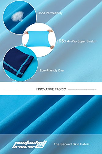 AXESEA Men Long Sleeve Rash Guard UPF 50+ Second Skin Fabric Swim Shirt,Blue,L