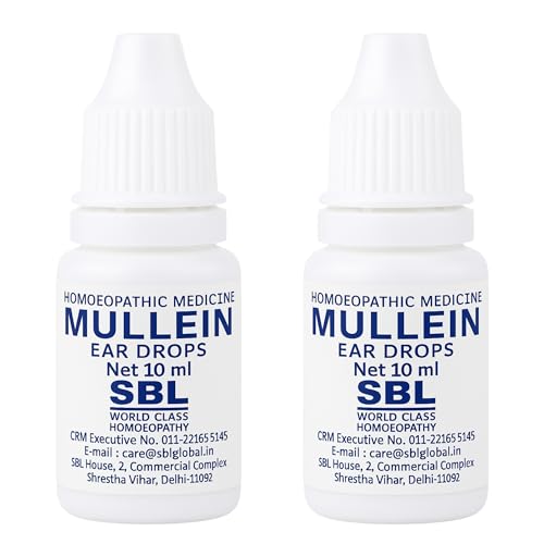 SBL Mullein Ear Drops (2x10ml) for Infections Earache | Effective Relief for Pain Swimmers Ear Excessive and Hardened Wax | Wax Removal Solution.