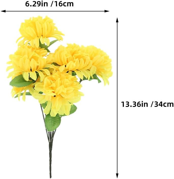 ABOOFAN 5-Pack Artificial Marigold Flowers Bouquet 7 Heads Faux Chrysanthemum Floral Arrangement for Cemetery Grave Decoration Memorial Day Outdoor Use 13.38 X 6.29 X 4.33 Inches