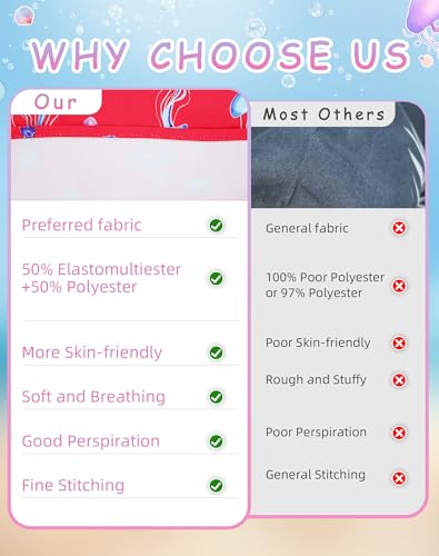 Image of UPTRIS Girls Swim Shorts Beach Board Short with Mesh Liner Quick Dry Summer | Jellyfish Pattern Swimming Trunks Swimsuit with Pockets Surfing, Beach, Vacation and Holiday for Toddler Baby girl
