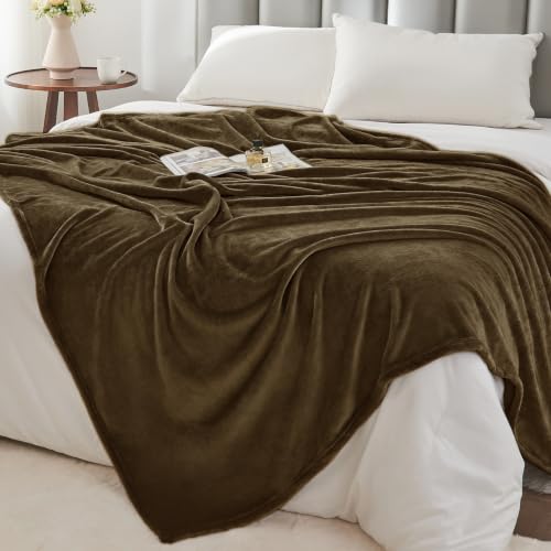 Image of BEDELITE Fleece Blanket Soft Warm Chocolate Brown 60 inchx80 inch Throw