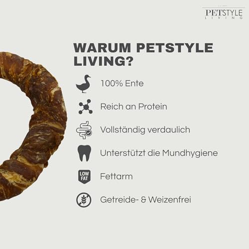 Petstyle Living Kauring mit Ente - Hundesnack - 12,5cm - 10 Stück