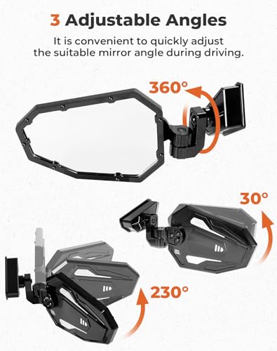 Image of KEMIMOTO UTV Aluminum Side Mirrors with Adjustable Mirror Compatible with Can Am Maverick R 2024 2025, Shatterproof Glass