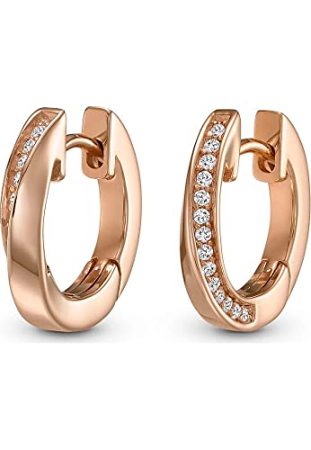 JETTE Damen-Creolen 925er Silber 28 Zirkonia One Size, Roségold 32010186