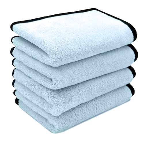 Image of SOFTSPUN Microfiber Baby Hand & Face Wipes 280 GSM 20x30 Cms 4 Piece Towel Set Light Sky Blue! Super Soft & Comfortable for Newborn Baby and Kids Quick Drying Ultra Absorbent in Small Size.