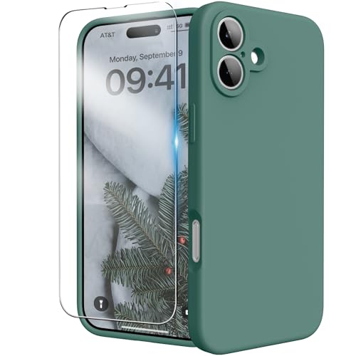 INGIDO for iPhone 16 Plus Case, Liquid Silicone Case with Camera Protection Soft Gel Rubber Cover with Microfiber Lining Shockproof Protective Phone Case for iPhone 16 Plus 6.7", Pine Green