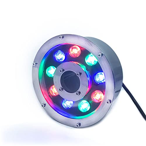 Reflector De Piscina De Fuente Integrado A Prueba De Agua IP68 - Luces LED Sumergibles, Luces De Paisaje De Color De Acero Inoxidable, Luz De Parque Subacuática LED Cuadrada De 12V / 24V(Blue,24v(6w))