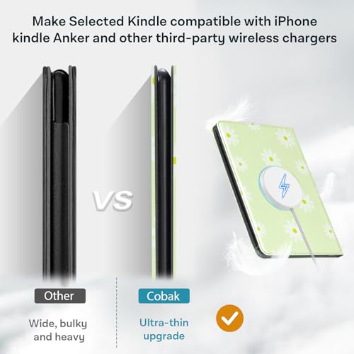 Image of CoBak Stand Case for 7 inch Kindle Paperwhite 12th Gen 2024 and Kindle Colorsoft with Hand Strap - Compatible with iPhone MagSafe, for Samsung /Belkin /Anker Wireless Charging Pads, Durable, Auto Sleep Wake