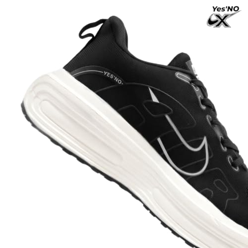 Yes'No Men's Black Sports Shoes Black & White - Image 6