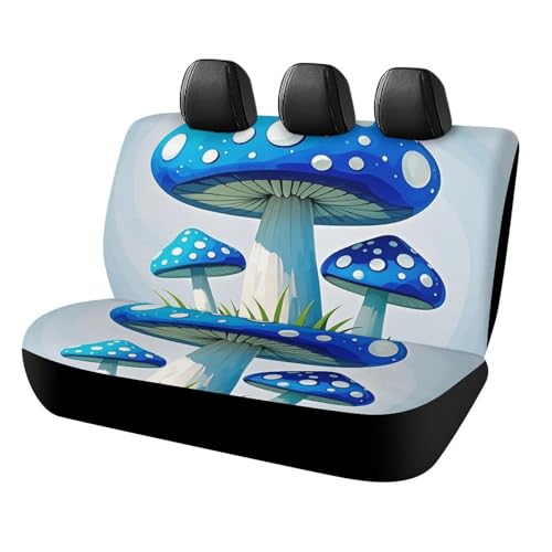 Housses de siège arrière voiture motif champignon bleu pour sorties en famille