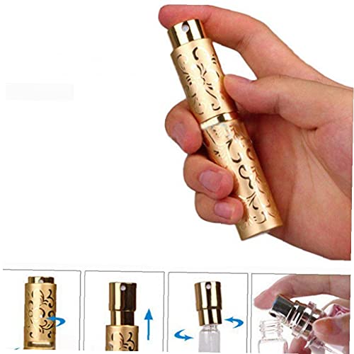 Parfum Fles Hervulbare Spray Lege Reizen Grootte Containers met Relief Patroon 10ML Gouden - Image 6