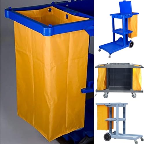 Image of Replacement Janitorial Cart Bag-16 x 11 x 27inches, High Capacity Waterproof Thickened Housekeeping Commercial Janitorial Cleaning Cart Bag with 6 Brass Grommets - 23Gallon (Black)