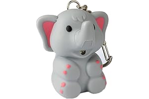 1PC ABS Elephant Keychain Flashlight with Sound Voice Children LED 3D Cartoon Animal Keyrings