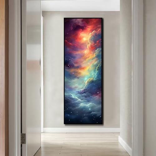 Peinture diamant nuages colorés grand format pour décoration murale de salon