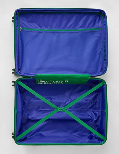 Image of United Colors of Benetton Polyester Hard Shell 8 Spinner Wheels Luggage Trolley, Cargo, Emerald Plus, Navy, Large, 76 cm