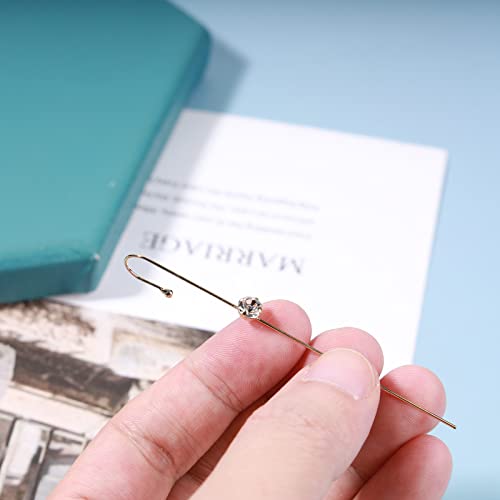 Andelaisi Boho Rhinestone Hook Earrings Long Piercing Rhinestone Ear Wrap Earrings Gold Crystal Crawler Hook Earrings Ear Hook Ear Pin Earrings Jewelry For Women And Girls #TOP3