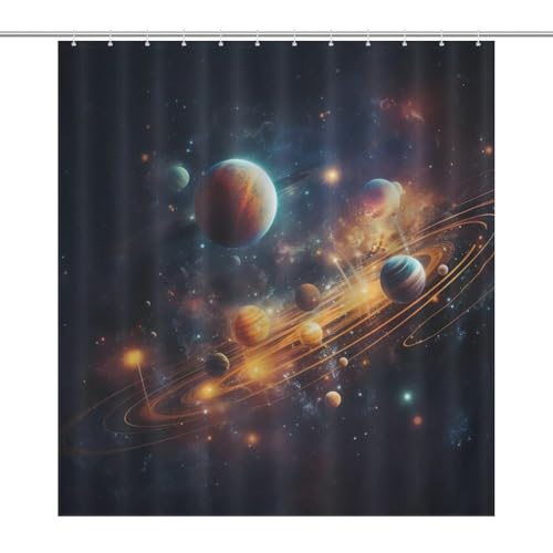 Rideau de douche ciel étoilé en polyester imperméable 168x183cm - 7