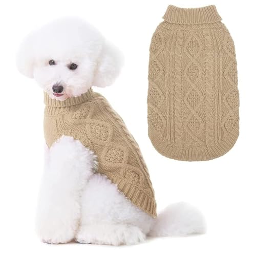 Image of BINGPET Dog Sweater for Medium Dogs, Turtleneck Knitted Clothes