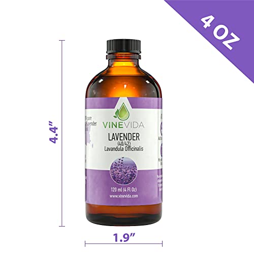 Vinevida Lavender 40/42 Essential Oil 4 Oz - Undiluted Lavender 40/42 Oil 4 Oz - Lavender 40/42 Candle Oil Scent - Diy Candle Scents For Candlemaking - Bulk Essential Oil For Soap Making Safe For Skin #TOP7