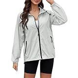 Windjacke für Damen, Langarm, leicht, Mantel mit Reißverschluss, Jacke mit Außentasche...