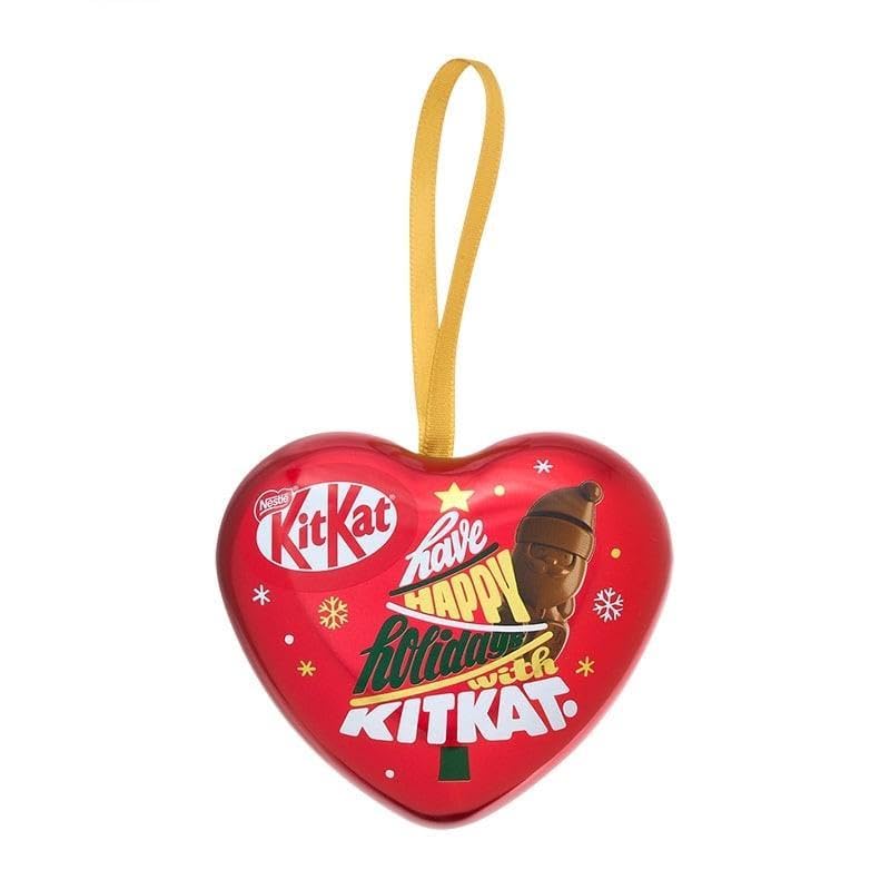 ke^^kun出品 KitKat Holiday Santa Chocolate Heart Ornament Tin | 3 Kitkats