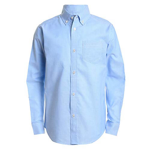 IZOD boys Long Sleeve Solid Button-down Oxford button down shirts, Ox Blue, 16 US