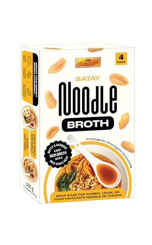 Lee Kum Kee Satay Noodle Broth 160g (40g x 4) Creamy Peanut Satay Soup Base for Ramen Noodle Bowl Hot Pot Southeast Asian Broth Instant Sachet