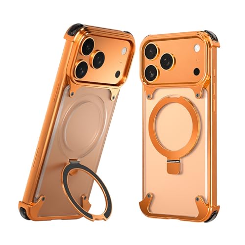 Bumper en aluminium pour iPhone 17 Pro Max avec support chic orange