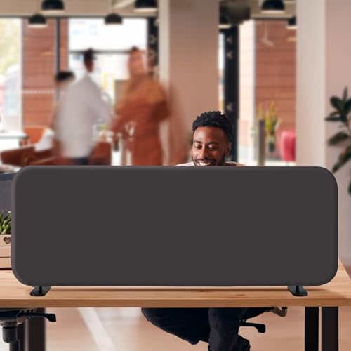 DECOLAB Desk Divider, Portable Desktop Privacy Panels Partition for Study, Home Office, Workplace, Students, Free Standing, Anti-Scratch, 48'x18', Iron