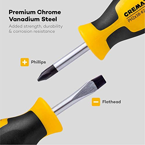 Magnetic Screwdriver Set 10 PCS, CREMAX Professional Cushion Grip 5 Phillips and 5 Flat Head Tips Screwdriver Non-Slip for Repair Home Improvement Craft