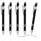 ENLACE Hochwertige Kugelschreiber Mit Touchpen - 5 Stück Ergonomische Kulis Mit Rutschfester Griffzone, Schwarz, Metall-Set für Büro und Haushalt