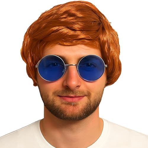 Mens Ginger Boyband Wig with Fringe - 80s Fancy Dress Costume Accessory