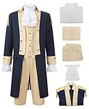 aicoaub Mens Colonial George Washington Costume Adult 5PCS Musical Hamilton Founding Father Costume Revolutionary War Outfit