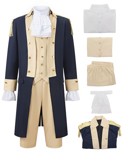 aicoaub Mens Colonial George Washington Costume Adult 5PCS Musical Hamilton