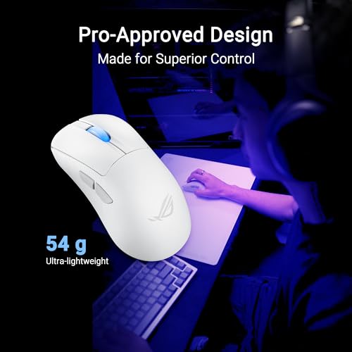 ASUS ROG Keris II Ace Wireless Gaming Mouse, 54g Lightweight, AimPoint Pro 42K Optical Sensor, Optical Micro Switches, SpeedNova Wireless, ROG Polling Rate Booster, Esports & FPS Gaming, White by Asus - Image 2