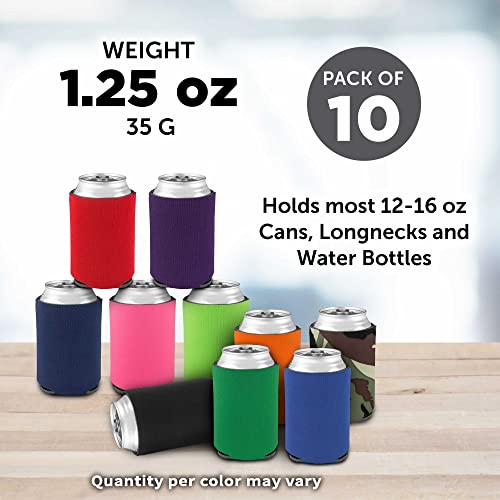 Image of Assorted Collapsible Can Coolers Set of 10, Bulk Pack - Keeps Your Drink Cold, Great for Beer, Soda and other Beverages - Assorted