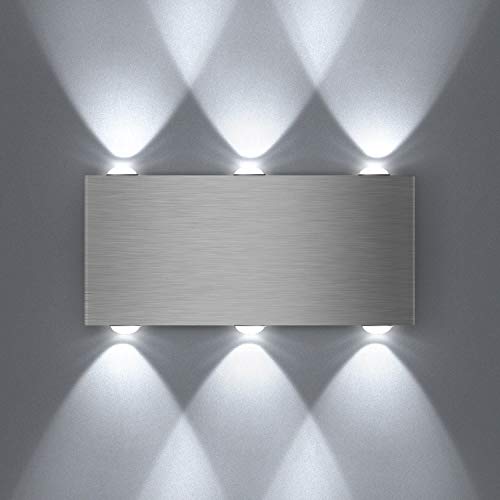 Unimall Moderno Aplique de Pared Iluminación 6W Lámpara Aluminio Luz Interior para Dormitorio Pasillo Bombillas Incluídas (Blanco Frio)