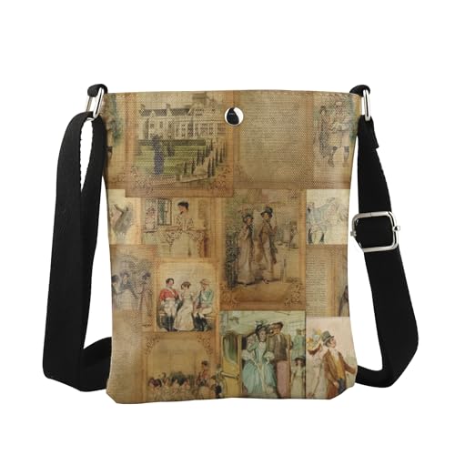 WCGXKO Vintage Romance Bookish Gift Crossbody Bag Book Bag for Classic Novel Lover