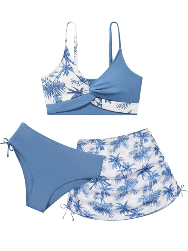 3-teiliges Bikini-Set mit Knoten, mit Röcken, Spaghettiträgern,...