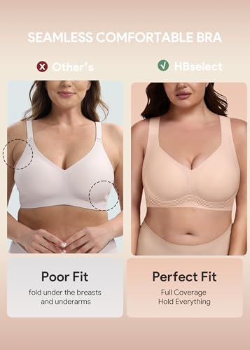 Image of HBselect Jelly Bras for Women No Underwire Plus Size Wireless Seamless Bras | push up,full coverage,for large breast,minimizer bra,separation & support,tshirt bras,soft comfy seamless wireless bralette