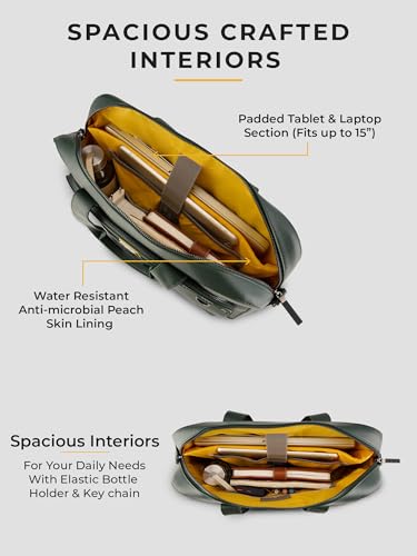 Image of EUME Optimo Laptop Bag for Men | Water Resistant Messenger Bag | Tablet Compartment| Multiple Organisers | Fits Upto 15 inch Laptop | Vegan Leather Office Bag.