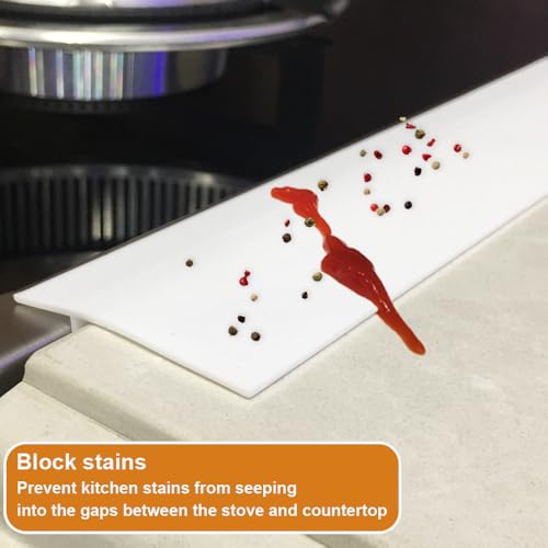 Image of KindGa Stove Gap Filler - Silicone Stove Gap Covers 25 Inche 2 Pack White | Foldable kitchen counter range gap guards, electric stove gap filler, oven side sealing strip between countertop gas stovetop